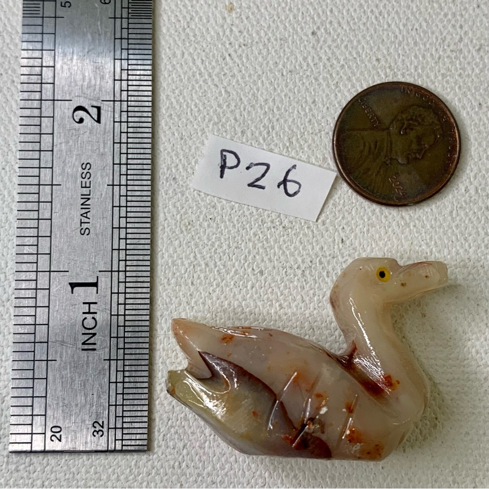 Gemstone Carved Carnelian Agate Duck Figurine Crystal Bird Rock Sculpture 1.5" - Picture 11 of 14